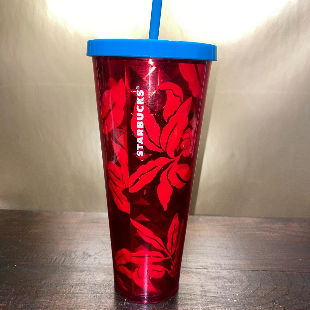Starbucks Iridescent Red Cherries Berries Print Cold Cup Tumbler Venti 24‎ OZ